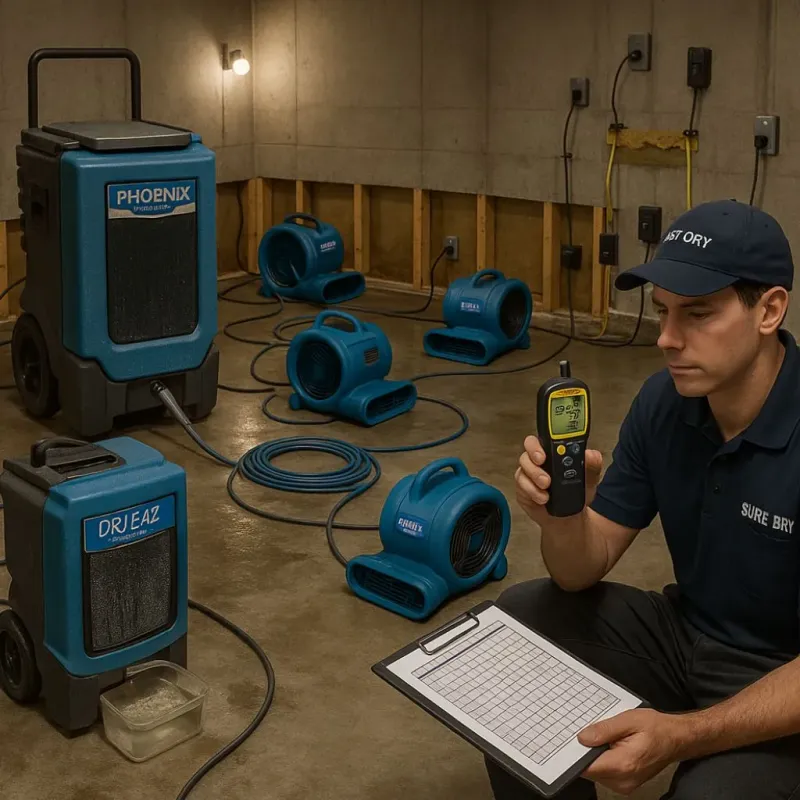 Structural Drying and Dehumidification process in Bellevue, WI